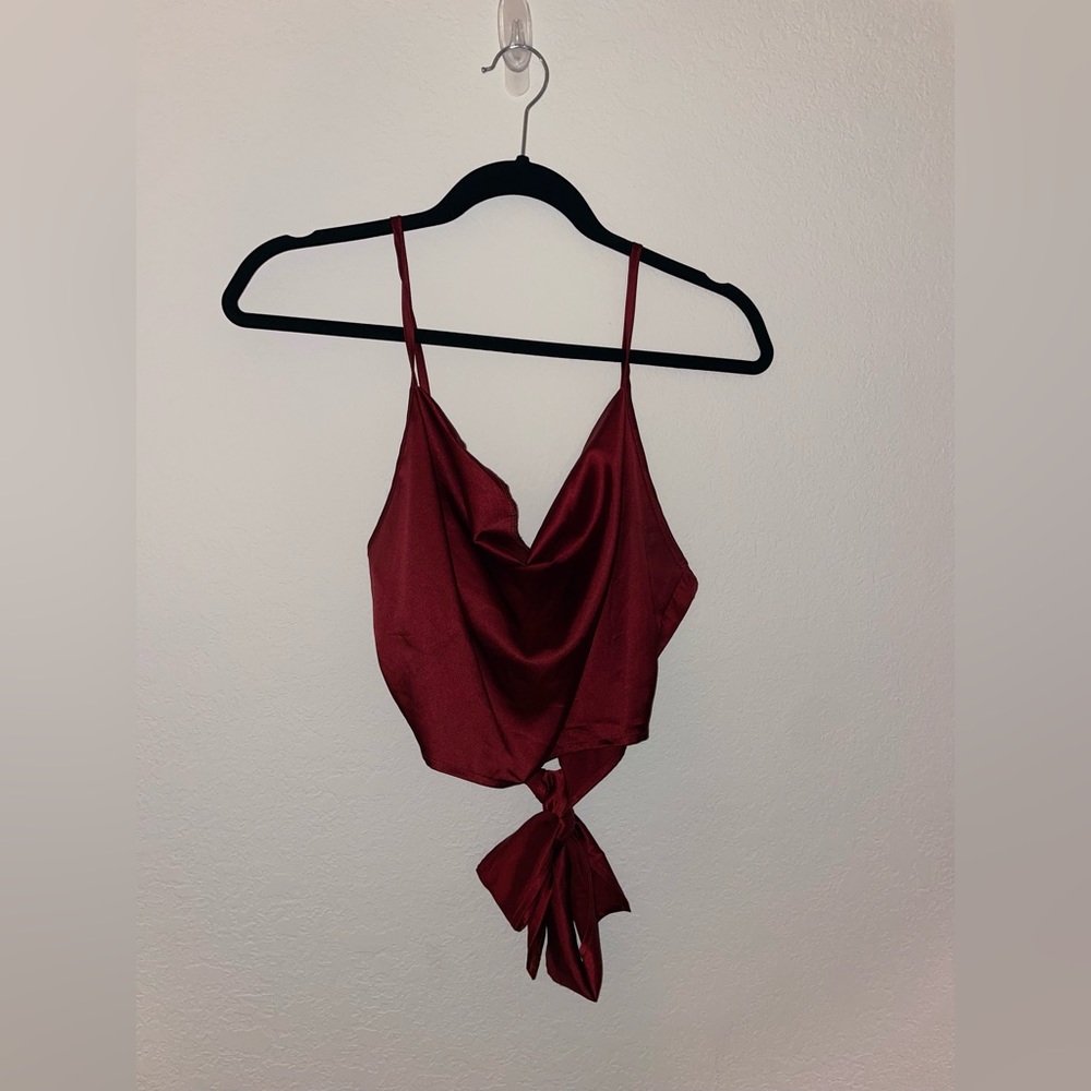 Cowl neck satin top